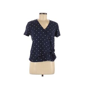 Old Navy Textured‎ Short Sleeve Tee WRAP navy Blue Polka Dot Sz Small